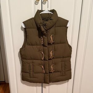 J. Crew Olive Puffer Vest